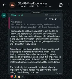 WhatsApp testimonial 1 from a student